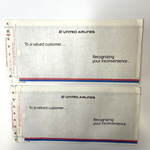 Lot of 2 United Airlines 25 Dollar Discount Certificate Vintage Not Redeemable